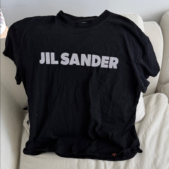 Jil Sander Tops - Jil Sander Black Tee with White Logo